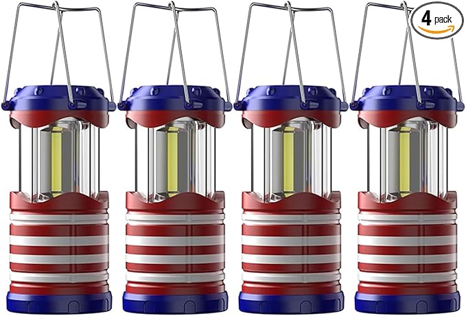 Lichamp LED Camping Lantern, 4 Pack Battery Powered Flashlight for Power Outages, Portable Collapsible Hanging Light Essential for Home, Outdoor, Emergency Lamp Survival Kit Gear for Hurricane, I4AF