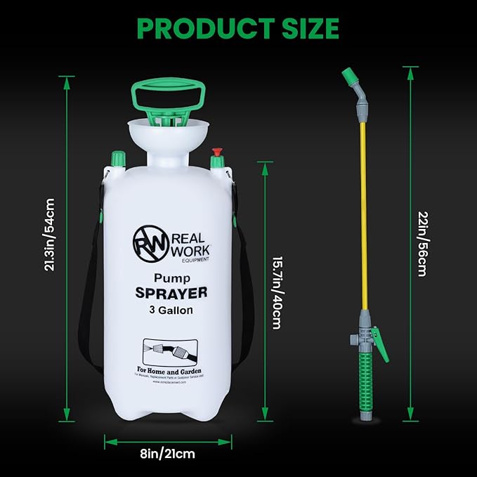 REALWORK 3-Gallon Handheld Tank Sprayer with Carry Handle and Shoulder Strap for Pests & Weeds, Watering Garden, and Spraying Plants, in Translucent White