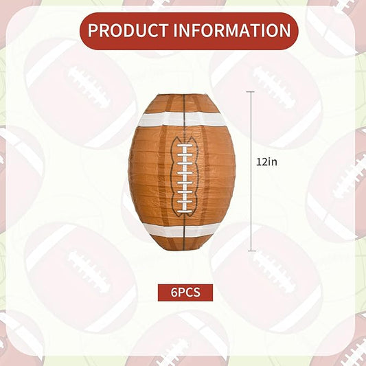 BEISHIDA 12-Inch Football Paper Lanterns Decorative Chinese/Japanese Hanging Round Paper Lanterns Lamp for sports party, Sport Themed Birthday Bar Football Game Party Decoration (6 Packs)