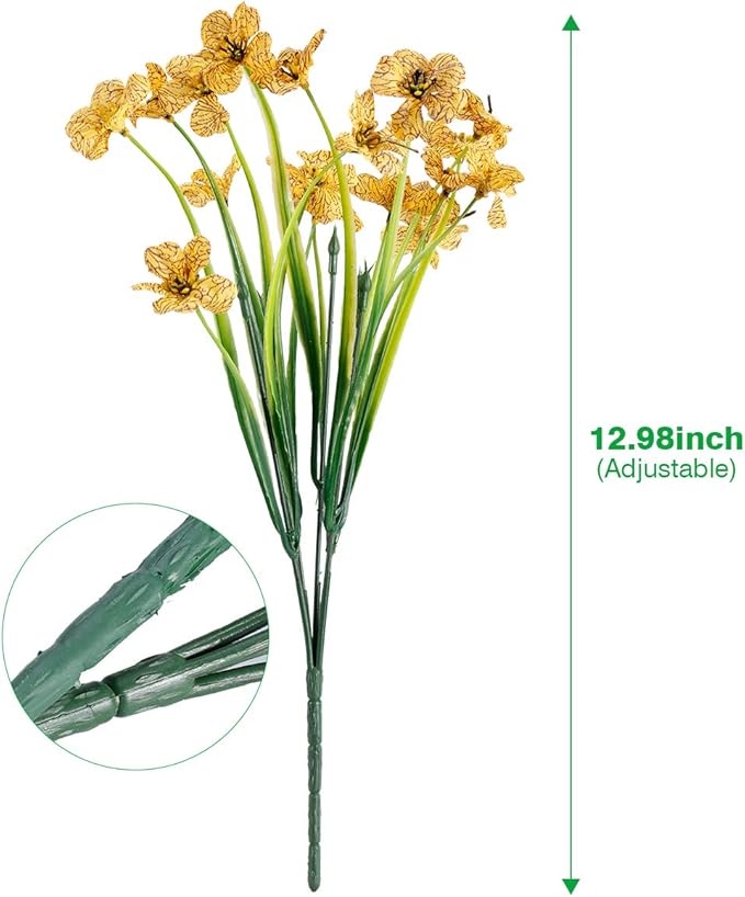 JEMONG 20 Bundles Artificial Flowers Outdoor UV Resistant Fake Flowers No Fade Faux Plastic Plants Garden Porch Window Box Decorating (Yellow)…