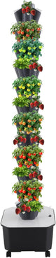 Hydroponic Growing System, 60-Plant Vegetable Planter Tower with Wheels, Outdoor Indoor Garden Vertical Planter Germination Kit with Water Pump & Intelligent Water Circulation for Gardening Lover