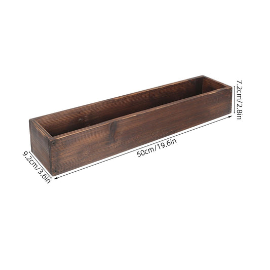 Ciieeo Wooden Flower Box Succulent Planter Large Outdoor Window Planter Box Carbonized Wood with Drainage Hole for Indoor Balcony Gardening