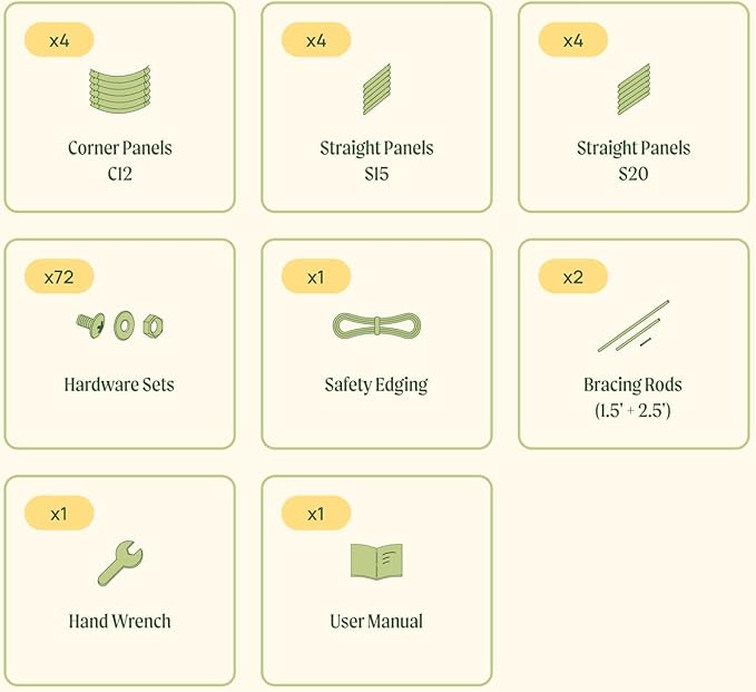 Vego garden Raised Garden Bed Kit, 17" Tall 10 in 1 Modular Metal Raised Garden Beds Kit, Metal Planter Box for Vegetables, Flowers, Herbs, Olive Green
