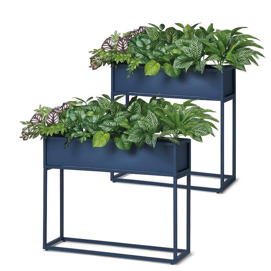 Cocoyard Elevated Metal Planter Boxes - 28 Inch Durable Raised Garden Bed with Legs for Herbs and Flowers - Perfect for Outdoor Plants, Patio, Balcony & Sunroom (Navy, 28" H - 2 Pack)