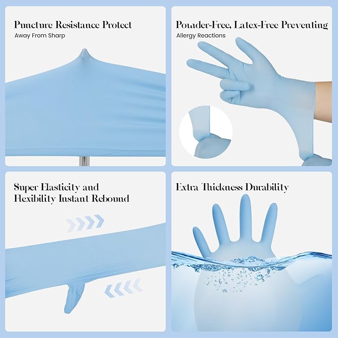 Kids Disposable Gloves for 3-8 Years, 5Mil Blue Nitrile Gloves with Latex-Free and Powder-Free, Durable and Protective for Work, Cleaning, Cooking, Gardening (XS,50PCS)