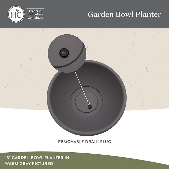 The HC Companies 20 Inch Shallow Garden Bowl Plant Pot w/Drainage, Lightweight UV-Resistant Plastic Planters for Succulents, Herbs & More, 2-Pack Planters for Indoor Outdoor Home Decor, Cottage Stone