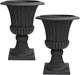 Austram Urn Planters 22", Set of 2, Tall Stone-Resin Pedestal Planters for Outdoor Plants, Large Front Porch Decor, Patio Garden Pots, Outdoor Urns for Entryway, Porch & Deck, Black Plant Pot