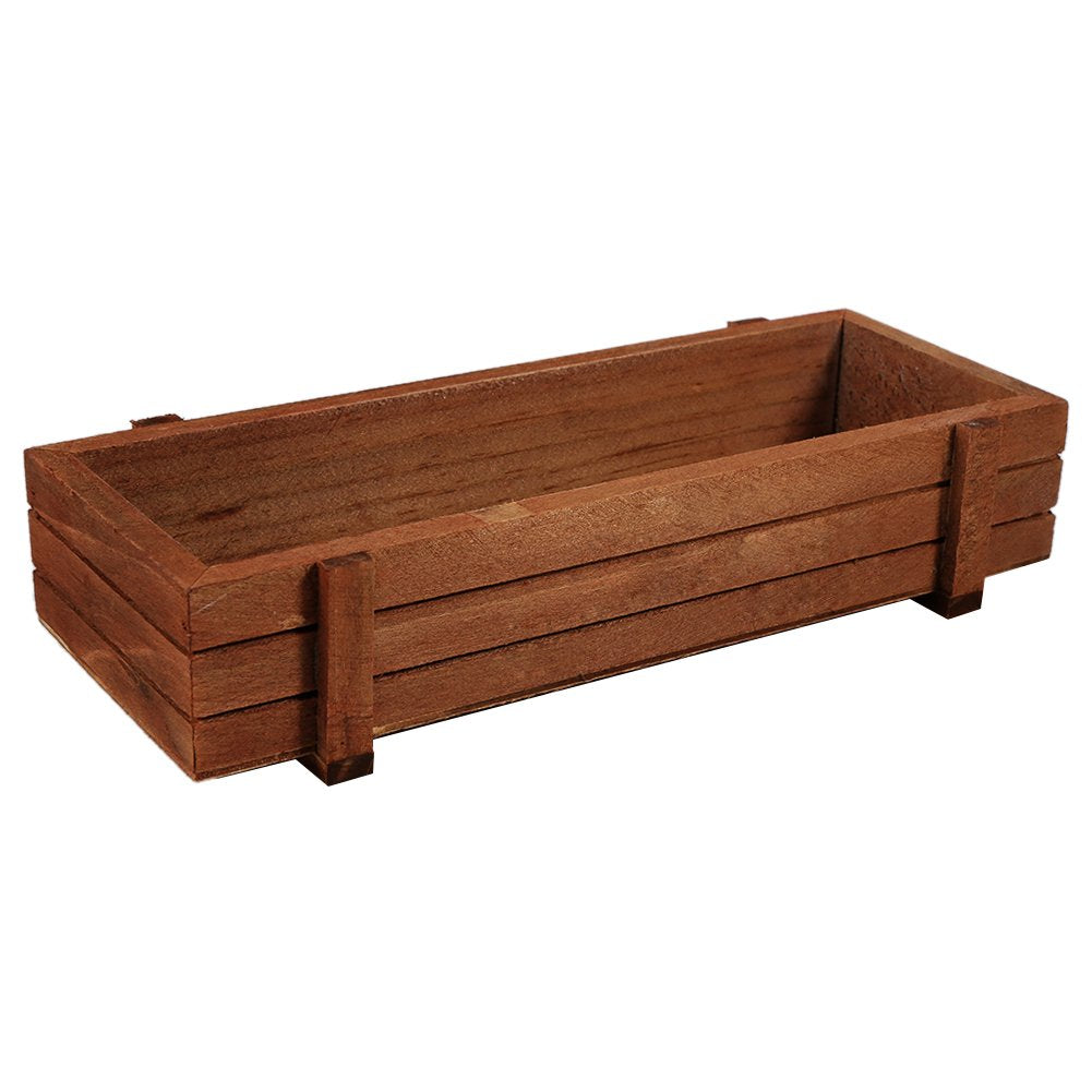 CHEOTIME Wooden Planter Box, Rectangle Planter Decorative Wood Box Rustic Wooden Window Box for Home Garden Plants Flower Succulent Herb