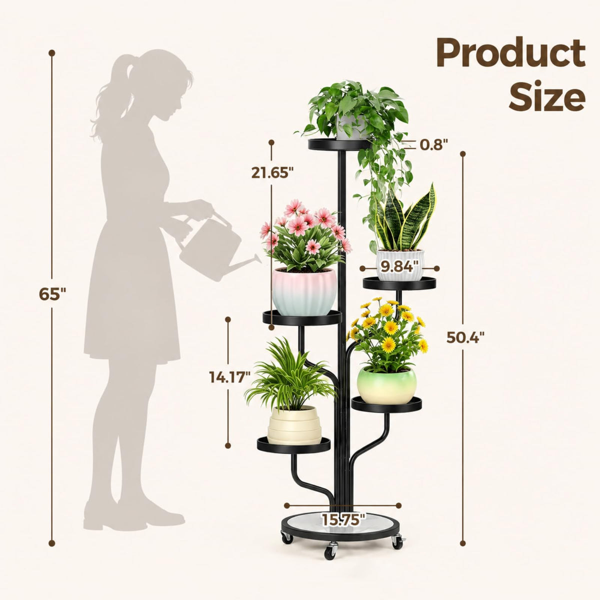 5 Tier Tall Plant Stand Indoor, Corner Plant Display for Living Room Patio