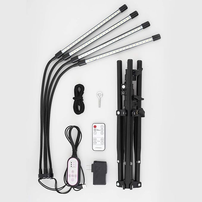 LED Plant Grow Light with Stand, LED Grow Light Full Spectrum for Indoor Plants,10 Dimmable Levels,3 Modes Timing,Tripod Adjustable 15-72 inch.