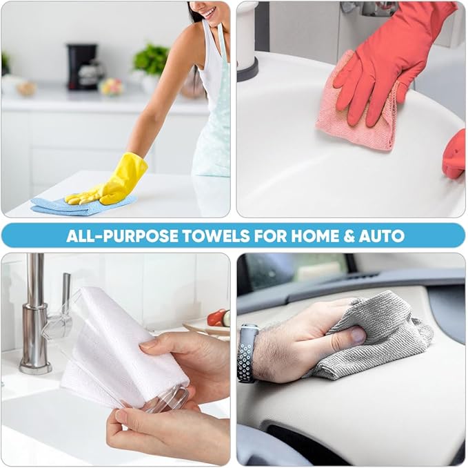 AIDEA Microfiber Cleaning Cloth Roll, 55 Sheets, Pink Towel, Microfiber Towels for Cars, Reusable Paper Towels, Shop Rags Washable, Cleaning Rags for Automotive, House, Kitchen, Cleaning Supplies11×9"