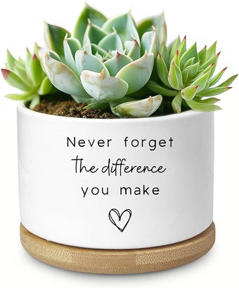 Aryabtya Cute Succulent Planter, Flower Cactus Plant Pot Gifts, Going Away Farewell Thank You Inspirational Employee Appreciation Gifts for Women Men Coworkers Boss Lady Manager (No Plants)