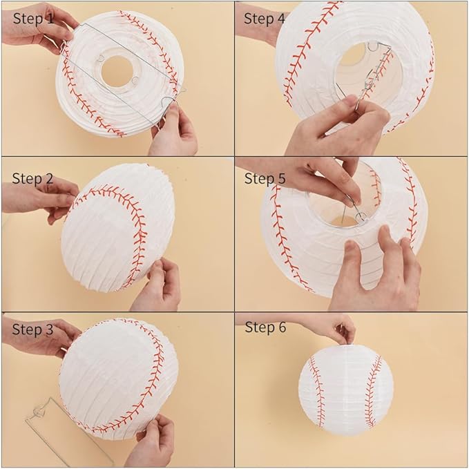 BEISHIDA 12-Inch Football Paper Lanterns Decorative Chinese/Japanese Hanging Round Paper Lanterns Lamp for sports party, Sport Themed Birthday Bar Football Game Party Decoration (6 Packs)