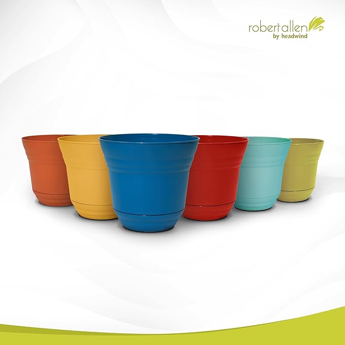 Headwind Traverse Planters – 14" 2 Pack Plastic Plant Pot in Meadow Green - Indoor & Outdoor Pots for Plants with Drainage - Decorative Plant Pot, Flower Pots Outdoor for Garden by Robert Allen