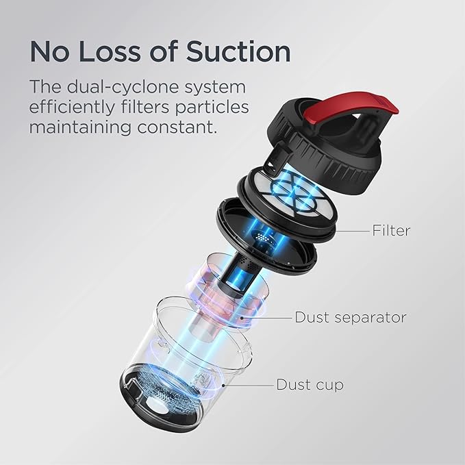 Eureka Bagless Canister Vacuum Cleaner, Lightweight Vac for Carpets and Hard Floors, Red, Whirlwind NEN110D