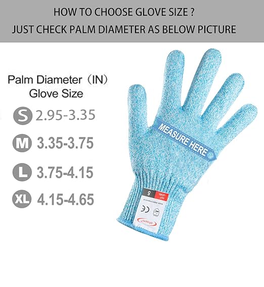 Cutting Gloves, 1 Pairs of Cut Resistant Gloves Food Grade, Cut Resistant Gloves for Kitchen, Oyster Shucking, Fish Fillet Processing, Carving Wood and Gardening(Medium-Blue)