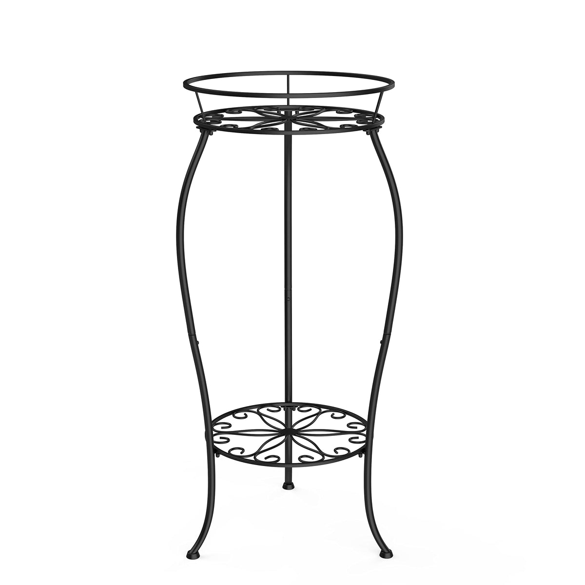 FaithLand 2 Tier Tall Black Metal Plant Stand Indoor Outdoor, 26.5"