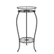 FaithLand 2 Tier Tall Black Metal Plant Stand Indoor Outdoor, 26.5"