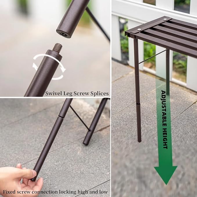 OUTEROOM Metal Plant Stand, Rust-proof Aluminum Flower Pot Stand, Plants Display Stands Decoration Racks for Living Room Balconies and Gardens (90 Ebony)