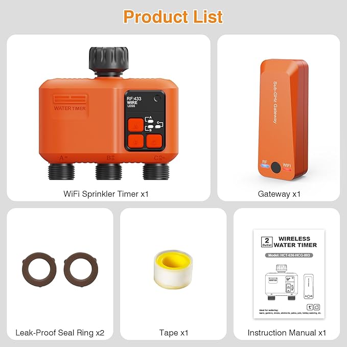 Smart WiFi Sprinkler Timer 3 Zone,WiFi Water Timer for Garden Hose with 984 FT Range,APP & Remote Control,Alexa & Google Voice Compatible,Rain Delay, Manual Mode Sprinkler System
