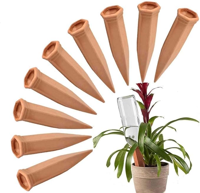 10 Pieces of Plant Watering Piles, Plant Watering Devices,Plant Water Seepage Devices, Clay self Watering Nails, Used for Automatic Watering Systems for Indoor and Outdoor Plants in Vacation Homes