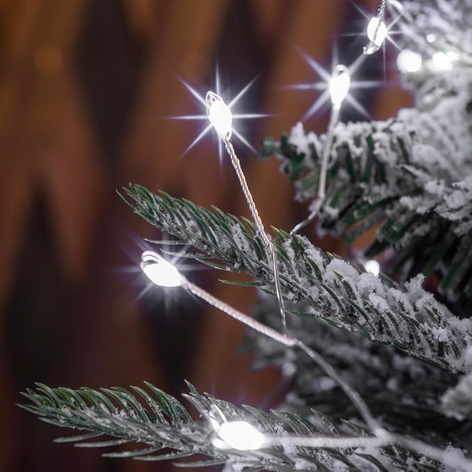 Fairy Lights Plug in, 33 Feet 300LED Cool White Silver Wire Firecracker Firefly Lights with Remote, Waterproof Copper Wire Lights for Bedroom Wreath Window Wedding Christmas Tree Decoration