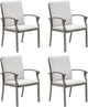 Patio Dining Chairs Set of 4, Aluminum Outdoor Dining Chairs with Thick Cushion, Patio Outdoor Chair Set for Table, Patio Chair Furniture Set for Deck, Backyard, Garden, Pool, Limed Oak