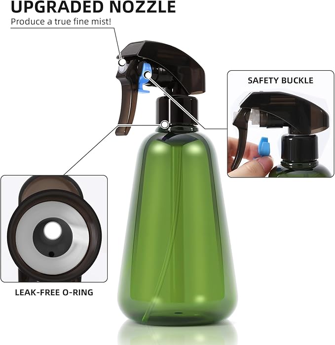 Spray Bottle for Plants 2 Pack, 16oz - Ultra Fine Mist, Plant Mister Empty Spray Bottles Indoor, Leak Proof Misting Water Sprayer Bottle for Gardening, Plant Care, Hair Care, Cleaning Solutions