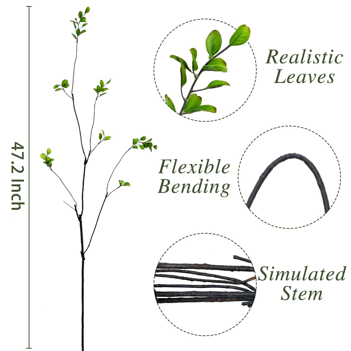 4 Pcs Artificial Ficus Branches for Vase Faux Eucalyptus Stems Branches