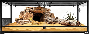 REPTI ZOO 85 Gallon Glass Reptile Terrarium 48" x 24" x 18", 2 in 1 Detachable Terrarium with Double Hinge Door & Top Screen Ventilation, Reptile Habitat Tank for Bearded Dragon, Ball Python, Gecko
