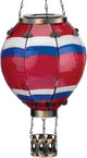 Regal Art & Gift Hot Air Balloon Solar Lantern – Hanging Solar-Powered LED Lights, Waterproof Portable Decorative Outdoor Lamp Made of Metal & Glass for Garden, Patios & Pathway – Stripe (Large)