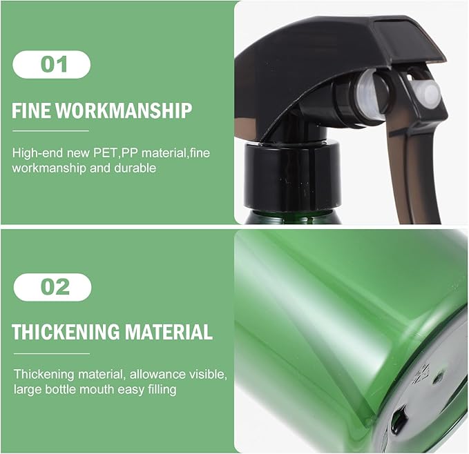 2Pcs 300Ml Spray Bottles Plant Watering and Beauty Sprayers Refillable Mist for Hair Care and Home Gardening