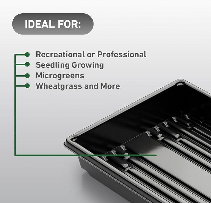 Yield Lab 10x20 Inch Black Plastic 100 Pack Plant Propagation Tray – Growing Trays for Garden, Planting, Seedling, Soil & Hydroponic Horticulture - Microgreen Trays Grow Plants - No Drain Holes