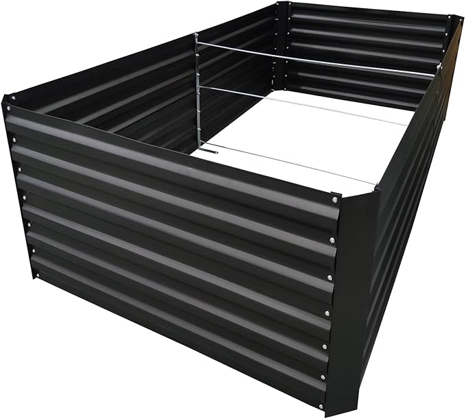 6x4x2FT Metal Raised Garden Bed Kit, Galvanized Outdoor Garden Bed Planter Box for Vegetables, Flowers, Herbs, Succulents and More, Black