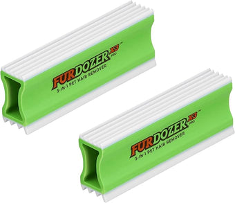 FurDozer Pet Hair Remover & Auto Detailing Tools - Cat & Dog Hair Remover for Carpets, Car Interiors, Couches, Bedding, & Pet Furniture (Green, (2 Pack) - X3 PRO)