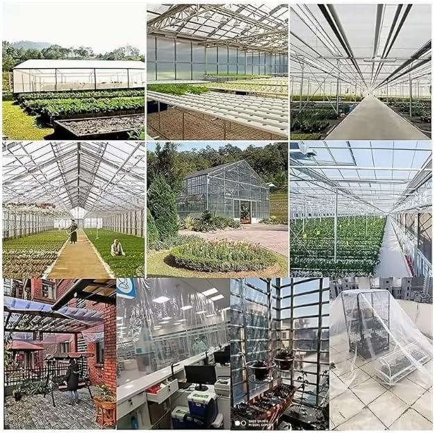 8x20ft Clear Tarp with Grommets Cover,Clear Tarpaulin Tear Waterproof Heavy Duty with Resistant PVC Vinyl Tarps,14mil Reinforced Edges Outdoor Waterproof Tarps,Greenhouse, Patio and Porch