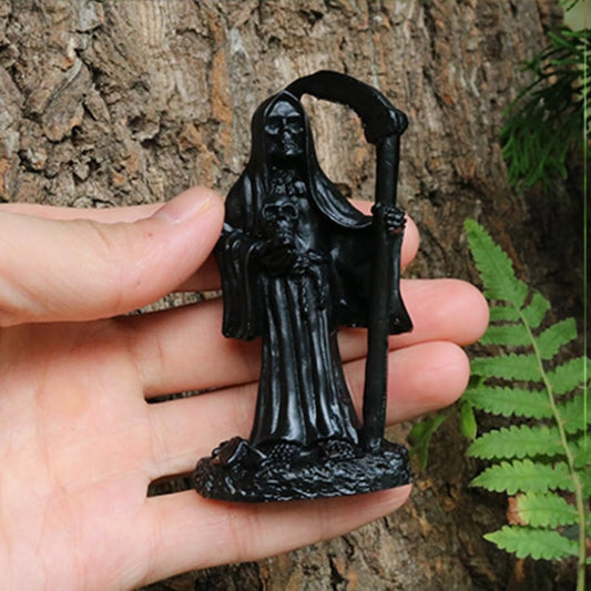 Halloween Miniatures Fairy Garden House Accessories Set Fairy Garden Figurines Mini Town Decor Vintage Retro Statue Ornament Outdoor Decoration (Death1 S)