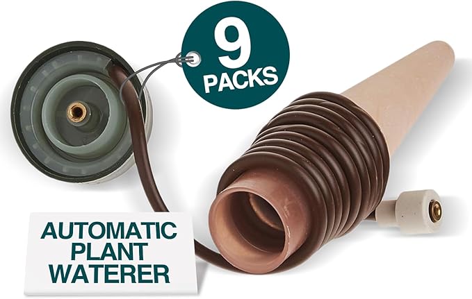 Blumat Classic Self-Watering Stakes - Automatic Drip Irrigation System for Indoor Plant Watering & Outdoor - Water Drip Solution for Potted Plants - Slow Release Stakes, 9 Pack, wo Adapter