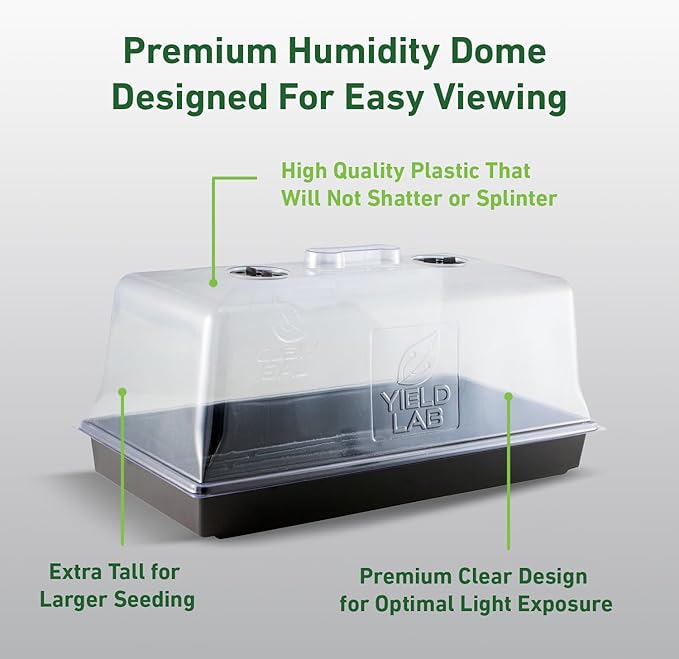 Yield Lab 7 Inch Propagation Dome - 25 Pack Humidity Vented Domes – Plant Growing Dome for Seedling, Germination, Soil & Hydroponic Horticulture