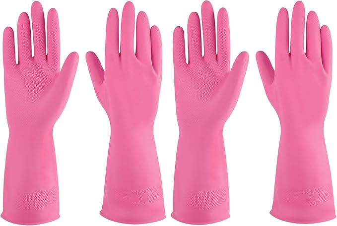 Rubber gloves dishwashing 2 or 4 Pairs for Kitchen,Cleaning gloves for household Reuseable.
