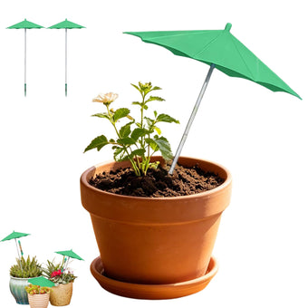 2pcs Mini Umbrella for Potted Plant - 10-23in, Small Plant Umbrellas for Pots, Small Plants Sun Shade Umbrellas for Gardens, Patio & Succulents, Block 70 Sunlight & Stop Leaf Burn Overheating (Green_1)