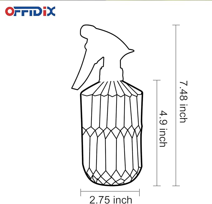 OFFIDIX Glass Spray Bottle, Fine Mist Plant Mister, Handheld Pressure Watering Can,Adjustable Nozzle Glass Spray Bottle,0.43L/15.17oz Handheld Spray Bottles for Garden Plants Cleaning Solutions（Gray）