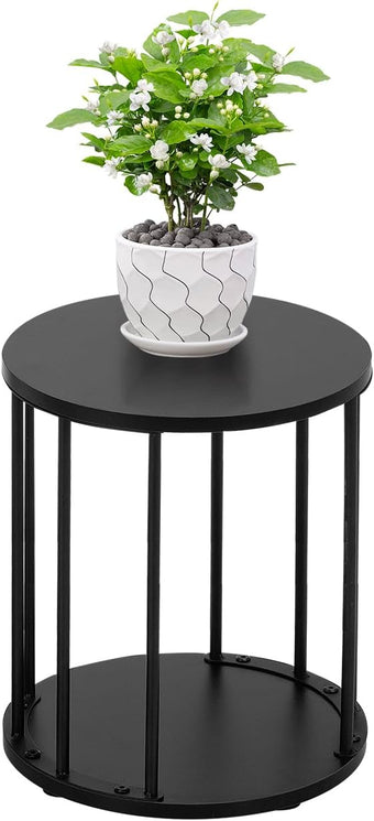 Leinade Plant Stand Indoor,small plant stool,Flower Pot Corner stand holder,Mid Century Heavy Duty Metal Tall Home Decor,Modern Round End Table,Small Rustic Display Stand for Living Room,Bedroom(Black,14In)