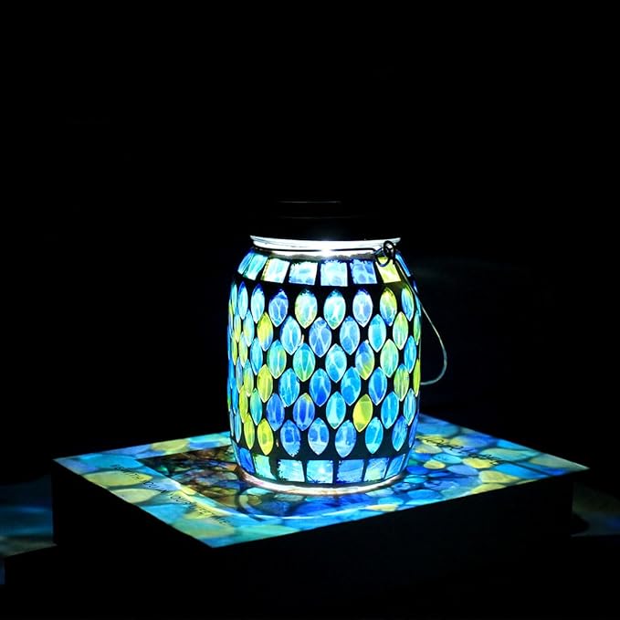 Mosaic Lights Solar Outdoor Hanging Lanterns, Garden Decor Christmas Gifts for Women Mom Grandma Halloween Decor Lights, Outdoor Waterproof Lights, Garden,Patio,Pathway & Yard Décor