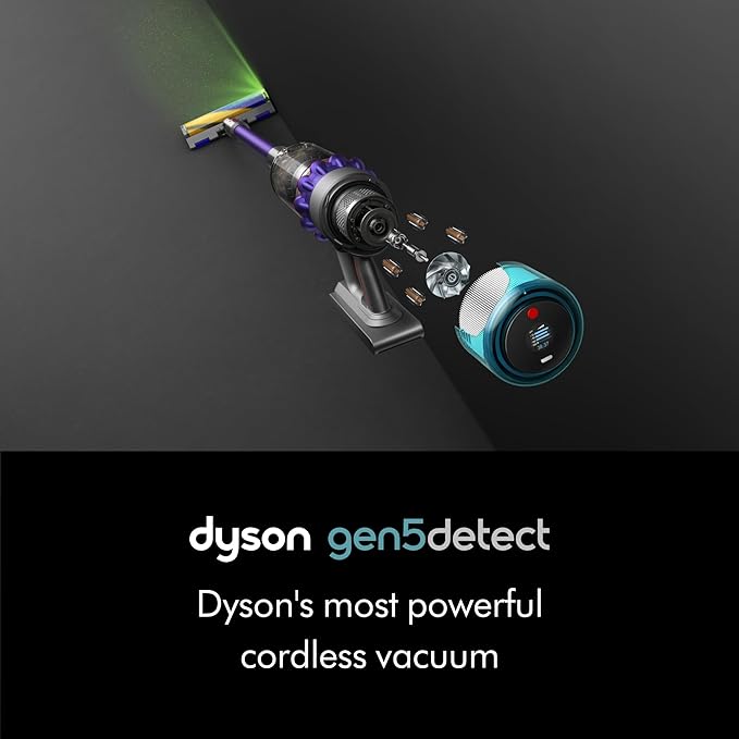 Dyson Gen5detect Cordless Vacuum, 280AW, 3 Power Modes, Up to 70 Minutes,² Illumination Reveals dust, HEPA Filtration, All Floor Types