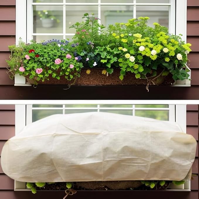 DINGBAI Plant Cover Freeze Protection, Winter Plant Covers, Plant Frost Cover, Tree Plant Freeze Protection Covers, Planter Plant Winter Frost Blanket with Zip Drawstring,2 Pack (68.9x17.7x15.7INCH)