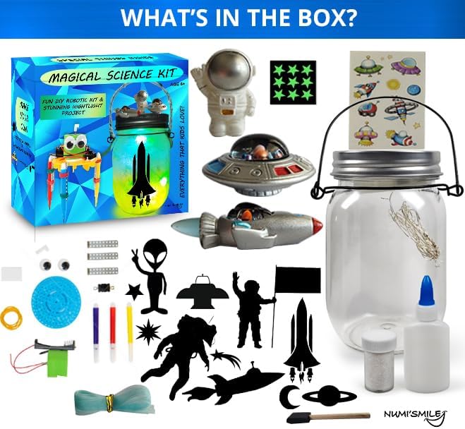 Make Your Own Space Night Light & DIY Robotic Kit, Arts and Crafts for Boys & Girls Ages 5 6 7 8 9 10 11 12 Years Old, Kids Crafts & STEM Projects, Best Birthday Present for Boys