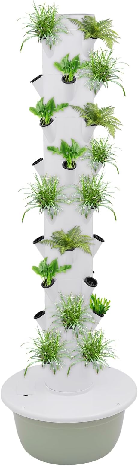 Hydroponics Growing System, 36 Pods Large Vertical Hydroponic Growing Tower with Water Pump & Loop Timer, 9-Tier Indoor Gardening System for Herb Vegetable Fruit (Light Green)