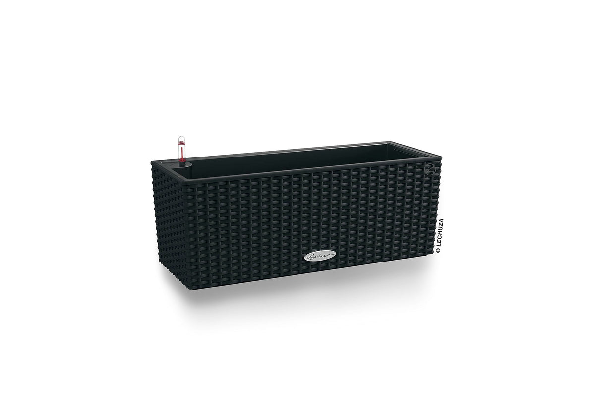 Lechuza BALCONERA Cottage 50 Graphite Black, Self-Watering Window Box (Railing Planter), H7.5 L19.7 W7.5 in