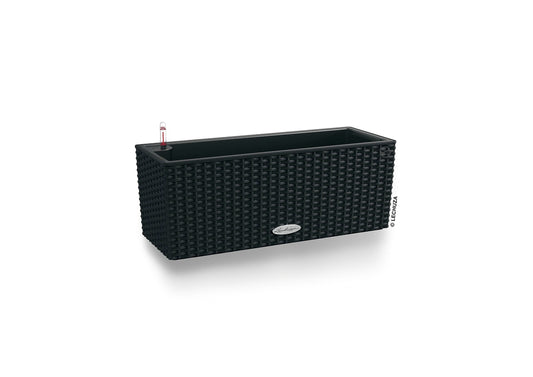 Lechuza BALCONERA Cottage 50 Graphite Black, Self-Watering Window Box (Railing Planter), H7.5 L19.7 W7.5 in